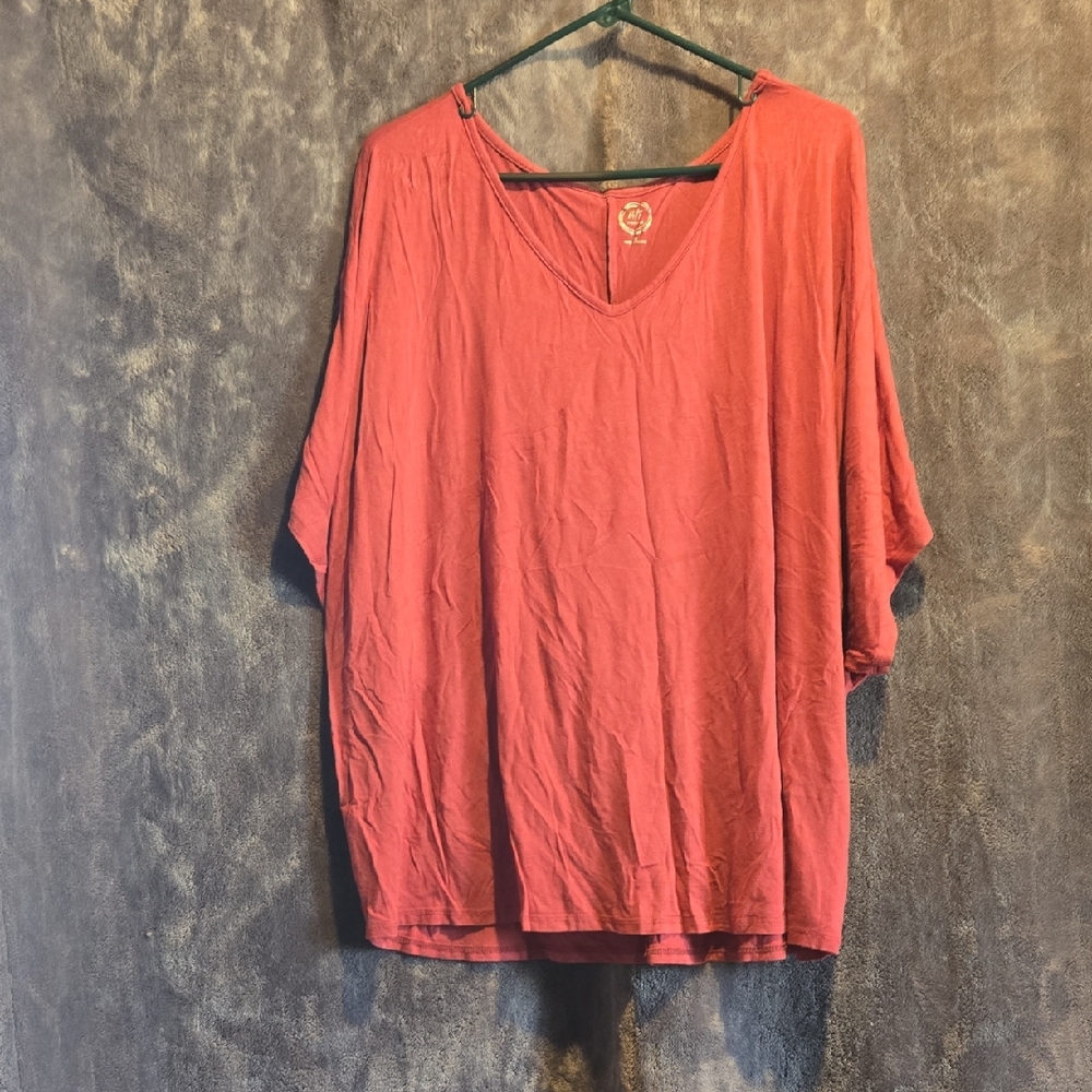 Elegant V-Neck Tunic in Rich Red